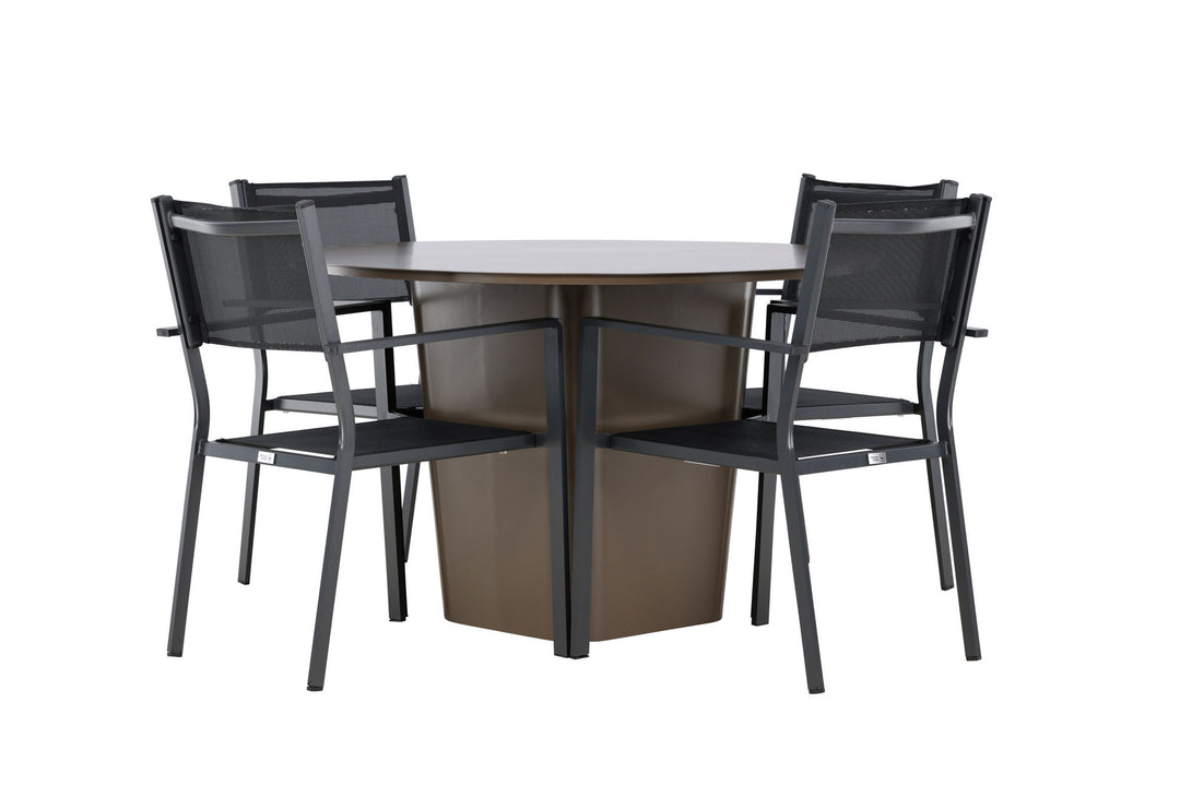 Venture Home Santa Fe Dining Table ø120 - Roasty +Copacabana Stacking Chair - Black/Black - Ersätter 4131-408 _4