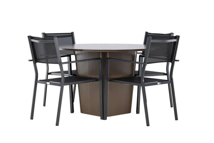 Venture Home Santa Fe Dining Table ø120 - Roasty +Copacabana Stacking Chair - Black/Black - Ersätter 4131-408 _4