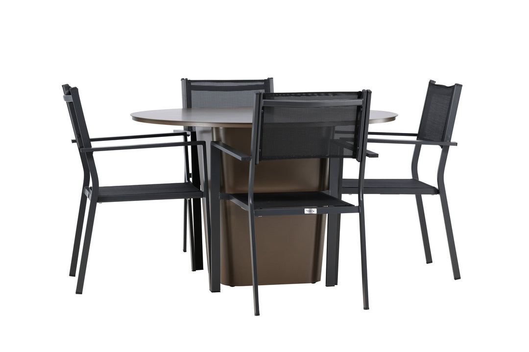 Venture Home Santa Fe Dining Table ø120 - Roasty +Copacabana Stacking Chair - Black/Black - Ersätter 4131-408 _4