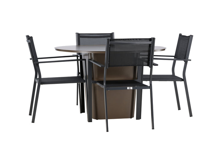 Venture Home Santa Fe Dining Table ø120 - Roasty +Copacabana Stacking Chair - Black/Black - Ersätter 4131-408 _4