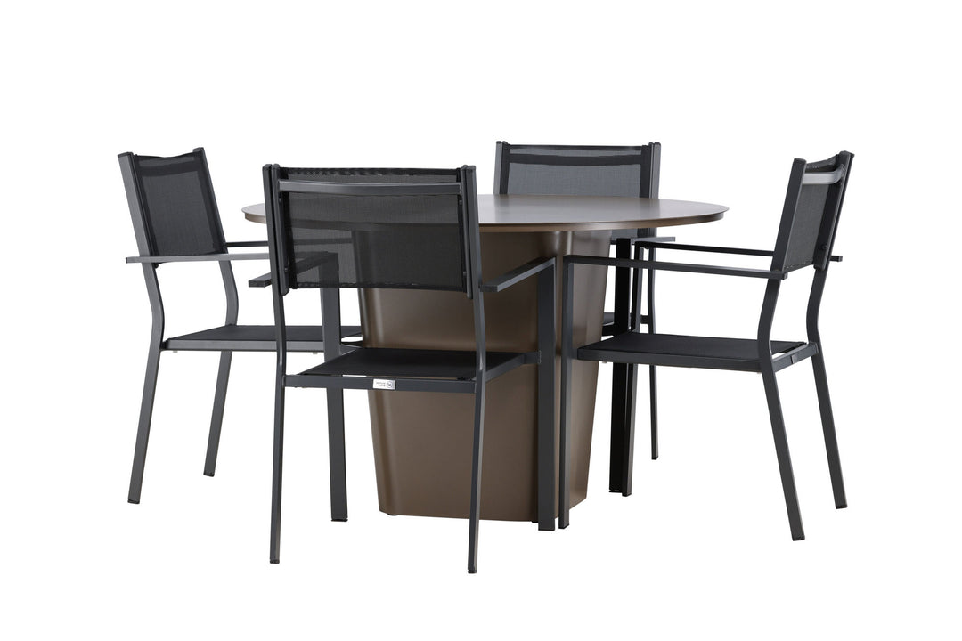 Venture Home Santa Fe Dining Table ø120 - Roasty +Copacabana Stacking Chair - Black/Black - Ersätter 4131-408 _4