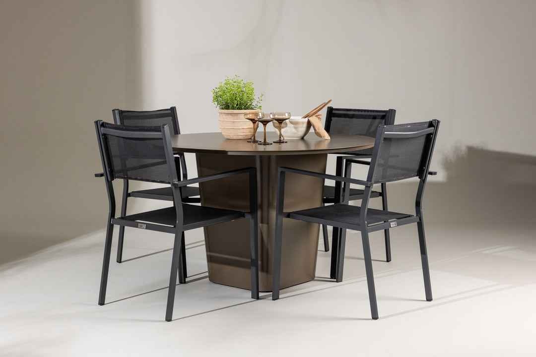 Venture Home Santa Fe Dining Table ø120 - Roasty +Copacabana Stacking Chair - Black/Black - Ersätter 4131-408 _4