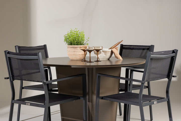 Venture Home Santa Fe Dining Table ø120 - Roasty +Copacabana Stacking Chair - Black/Black - Ersätter 4131-408 _4