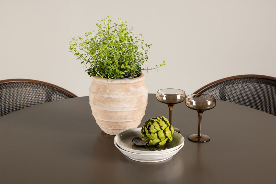 Santa Fe Spisegruppe Rund 120 cm + 4 stk Vila Spisestole Sort/Brun - Havesæt