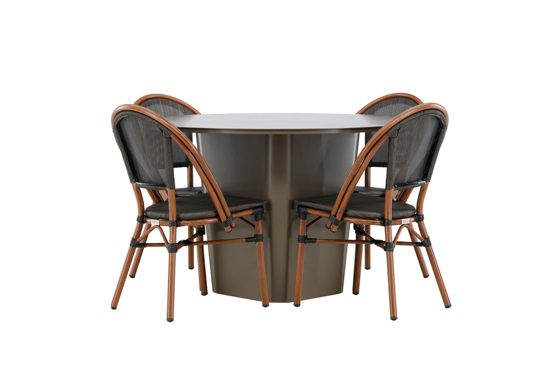 Venture Home Santa Fe Dining Table ø120 - Roasty +Guarda Caféchair 2-pack - Brown/Black _4