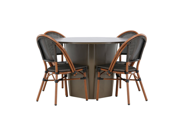 Venture Home Santa Fe Dining Table ø120 - Roasty +Guarda Caféchair 2-pack - Brown/Black _4