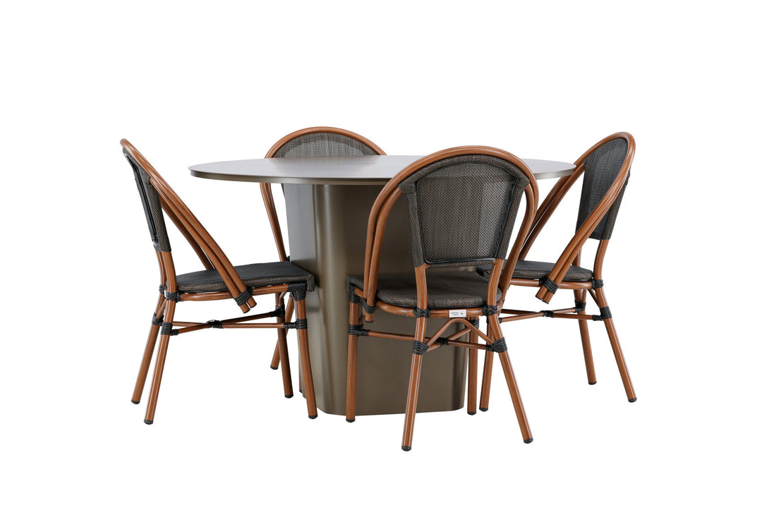 Venture Home Santa Fe Dining Table ø120 - Roasty +Guarda Caféchair 2-pack - Brown/Black _4