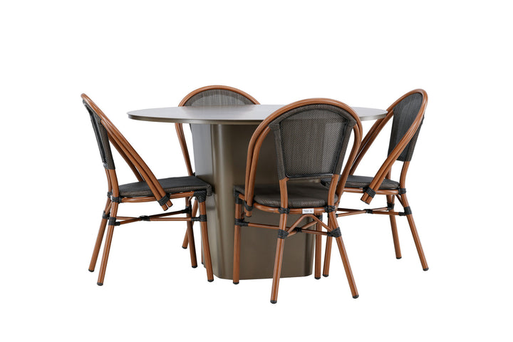 Venture Home Santa Fe Dining Table ø120 - Roasty +Guarda Caféchair 2-pack - Brown/Black _4