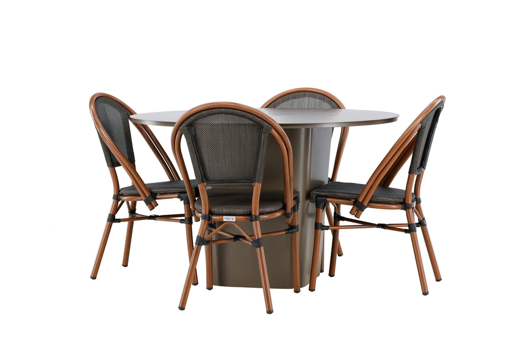 Venture Home Santa Fe Dining Table ø120 - Roasty +Guarda Caféchair 2-pack - Brown/Black _4