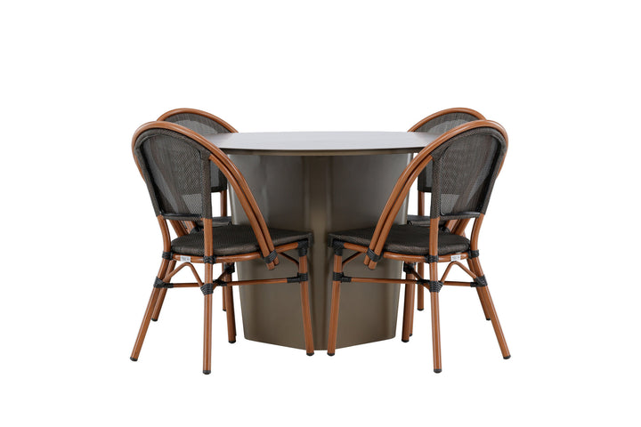 Venture Home Santa Fe Dining Table ø120 - Roasty +Guarda Caféchair 2-pack - Brown/Black _4