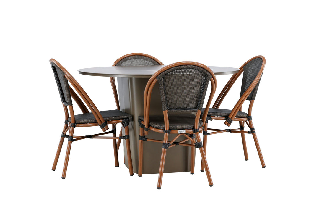 Venture Home Santa Fe Dining Table ø120 - Roasty +Guarda Caféchair 2-pack - Brown/Black _4