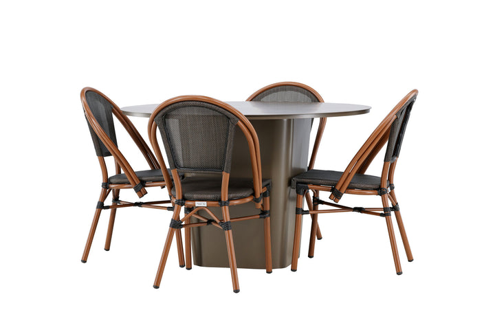 Venture Home Santa Fe Dining Table ø120 - Roasty +Guarda Caféchair 2-pack - Brown/Black _4
