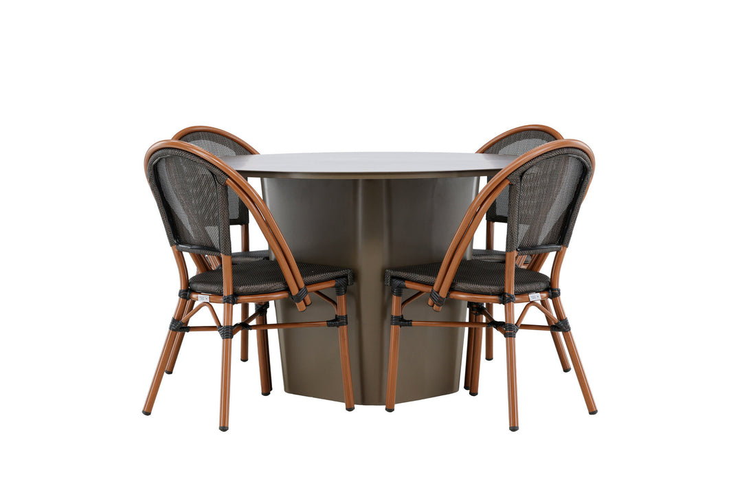 Venture Home Santa Fe Dining Table ø120 - Roasty +Guarda Caféchair 2-pack - Brown/Black _4