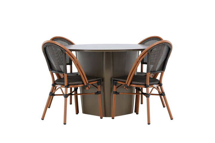 Venture Home Santa Fe Dining Table ø120 - Roasty +Guarda Caféchair 2-pack - Brown/Black _4