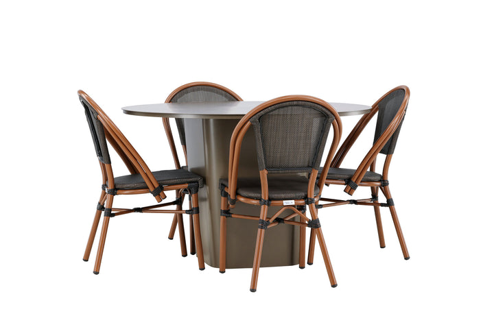 Venture Home Santa Fe Dining Table ø120 - Roasty +Guarda Caféchair 2-pack - Brown/Black _4