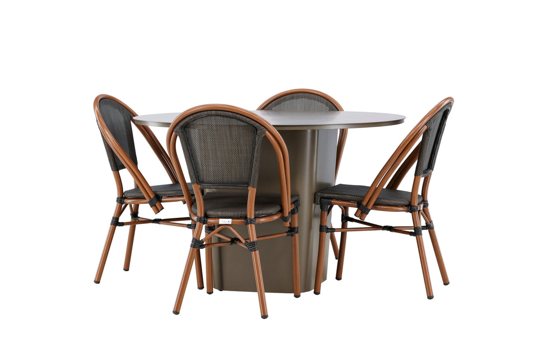 Venture Home Santa Fe Dining Table ø120 - Roasty +Guarda Caféchair 2-pack - Brown/Black _4