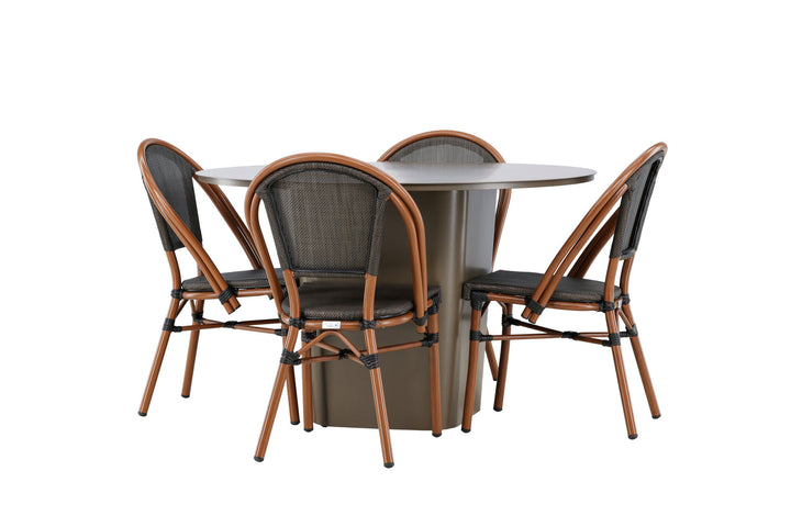 Venture Home Santa Fe Dining Table ø120 - Roasty +Guarda Caféchair 2-pack - Brown/Black _4