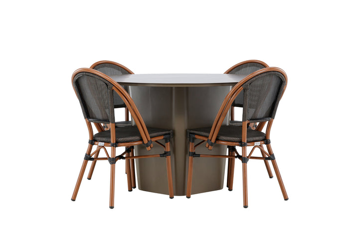 Venture Home Santa Fe Dining Table ø120 - Roasty +Guarda Caféchair 2-pack - Brown/Black _4