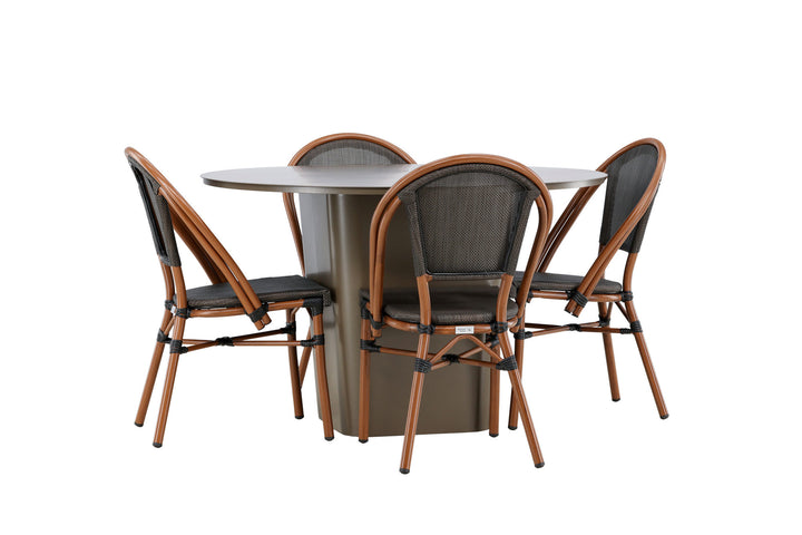 Venture Home Santa Fe Dining Table ø120 - Roasty +Guarda Caféchair 2-pack - Brown/Black _4