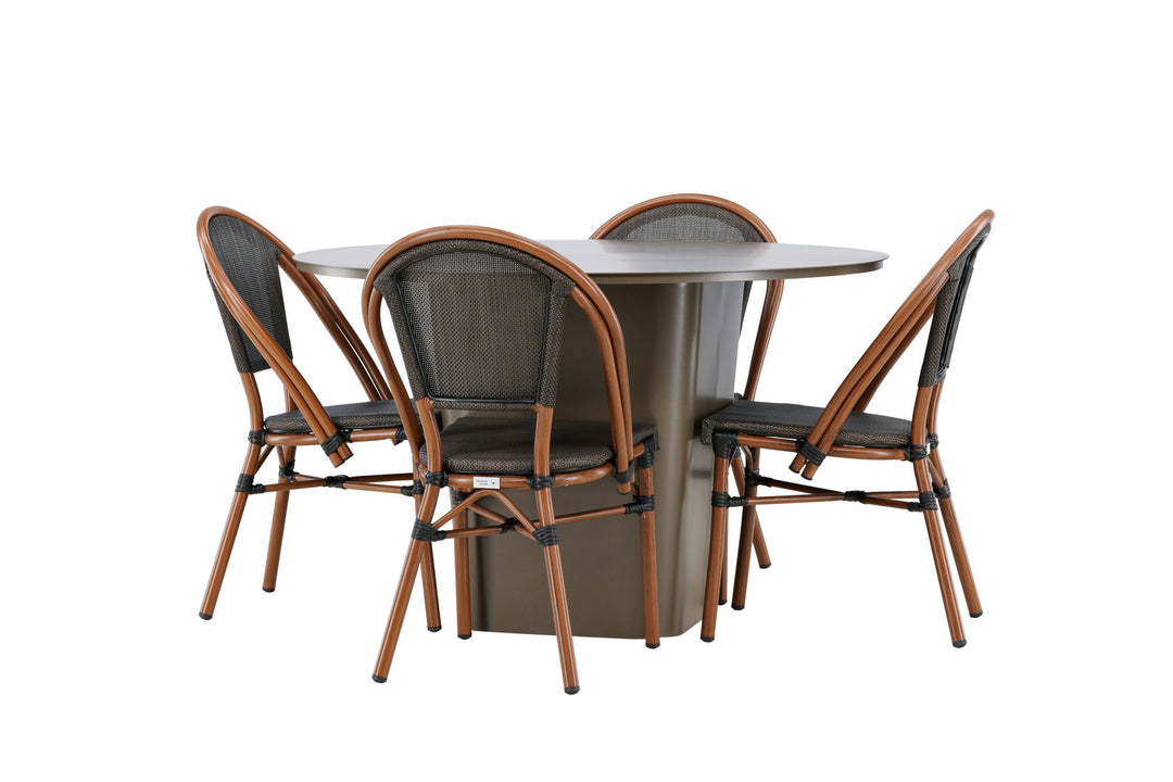 Venture Home Santa Fe Dining Table ø120 - Roasty +Guarda Caféchair 2-pack - Brown/Black _4