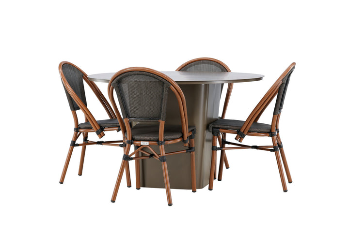 Venture Home Santa Fe Dining Table ø120 - Roasty +Guarda Caféchair 2-pack - Brown/Black _4