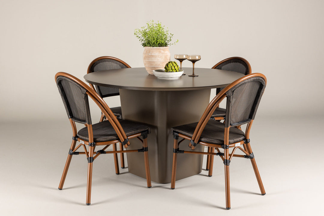 Venture Home Santa Fe Dining Table ø120 - Roasty +Guarda Caféchair 2-pack - Brown/Black _4