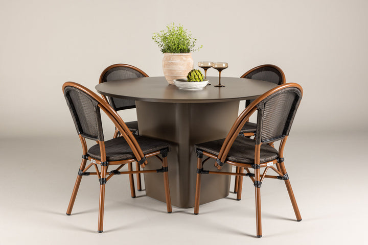 Venture Home Santa Fe Dining Table ø120 - Roasty +Guarda Caféchair 2-pack - Brown/Black _4
