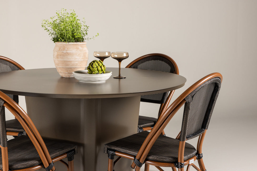 Venture Home Santa Fe Dining Table ø120 - Roasty +Guarda Caféchair 2-pack - Brown/Black _4