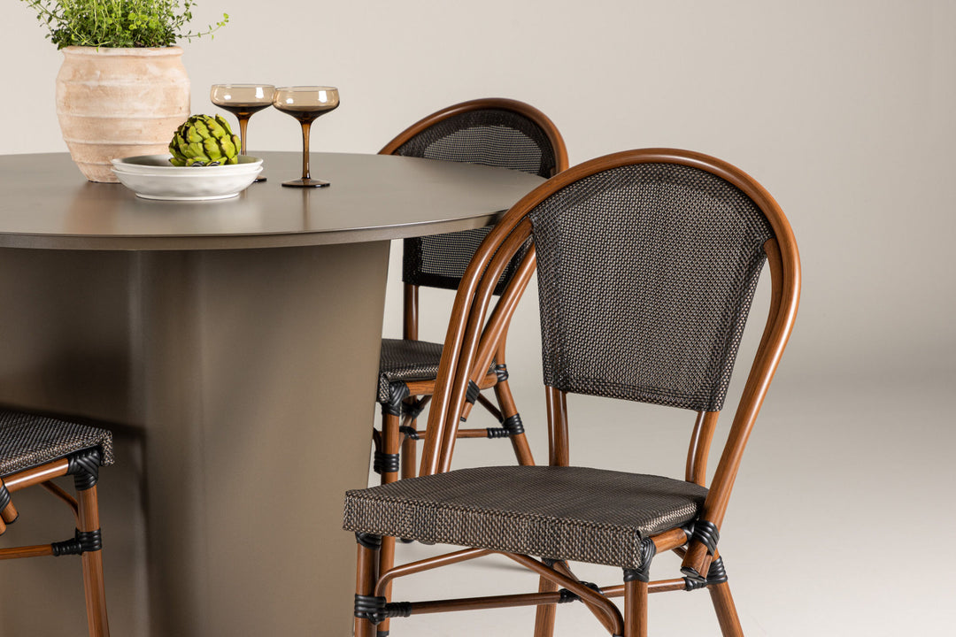 Venture Home Santa Fe Dining Table ø120 - Roasty +Guarda Caféchair 2-pack - Brown/Black _4