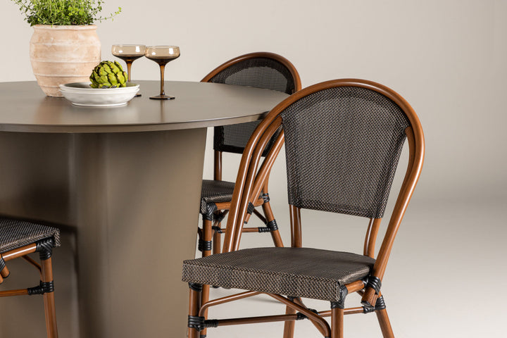 Venture Home Santa Fe Dining Table ø120 - Roasty +Guarda Caféchair 2-pack - Brown/Black _4