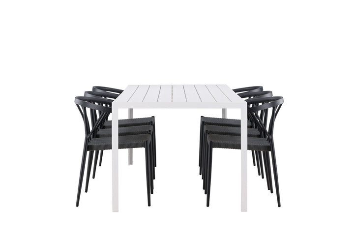 Venture Home Break Dining Table  - White / White Aintwood +Stina - Dining Chair- Black - Alu/wicker - NEED Higher Seat hegiht! _6