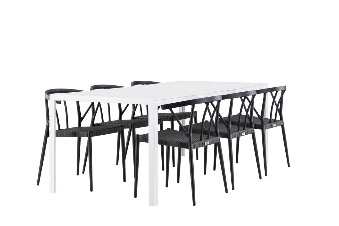 Venture Home Break Dining Table  - White / White Aintwood +Stina - Dining Chair- Black - Alu/wicker - NEED Higher Seat hegiht! _6