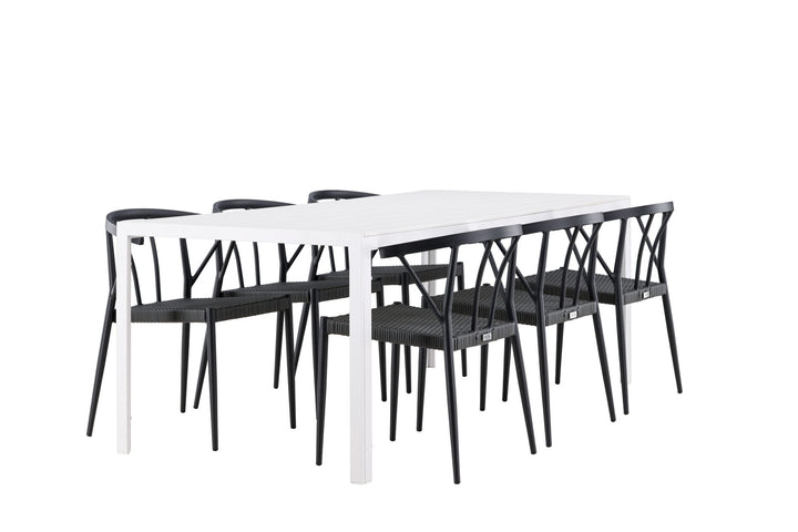 Venture Home Break Dining Table  - White / White Aintwood +Stina - Dining Chair- Black - Alu/wicker - NEED Higher Seat hegiht! _6