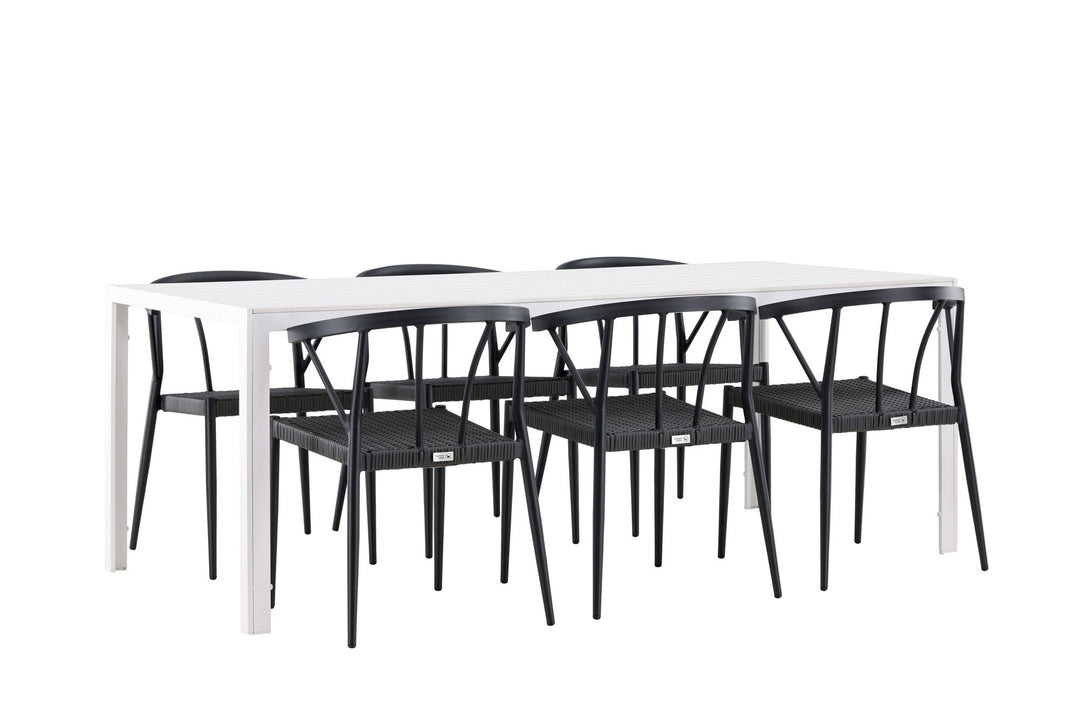 Venture Home Break Dining Table  - White / White Aintwood +Stina - Dining Chair- Black - Alu/wicker - NEED Higher Seat hegiht! _6