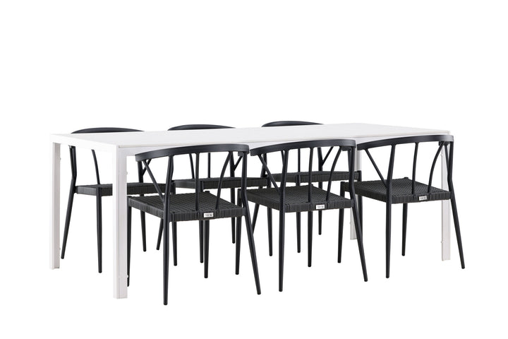 Venture Home Break Dining Table  - White / White Aintwood +Stina - Dining Chair- Black - Alu/wicker - NEED Higher Seat hegiht! _6