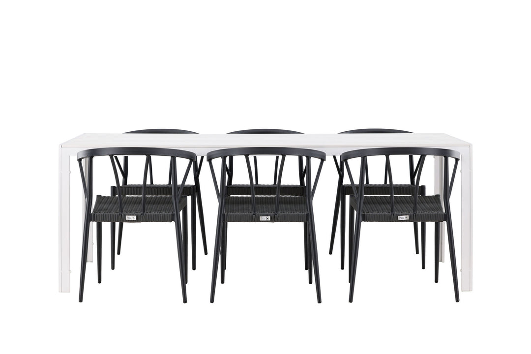 Venture Home Break Dining Table  - White / White Aintwood +Stina - Dining Chair- Black - Alu/wicker - NEED Higher Seat hegiht! _6