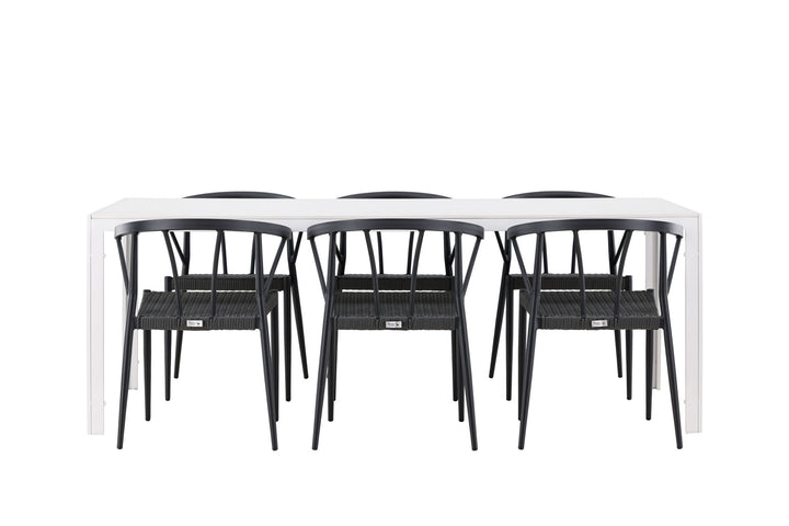 Venture Home Break Dining Table  - White / White Aintwood +Stina - Dining Chair- Black - Alu/wicker - NEED Higher Seat hegiht! _6