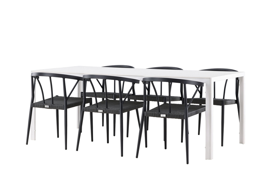 Venture Home Break Dining Table  - White / White Aintwood +Stina - Dining Chair- Black - Alu/wicker - NEED Higher Seat hegiht! _6