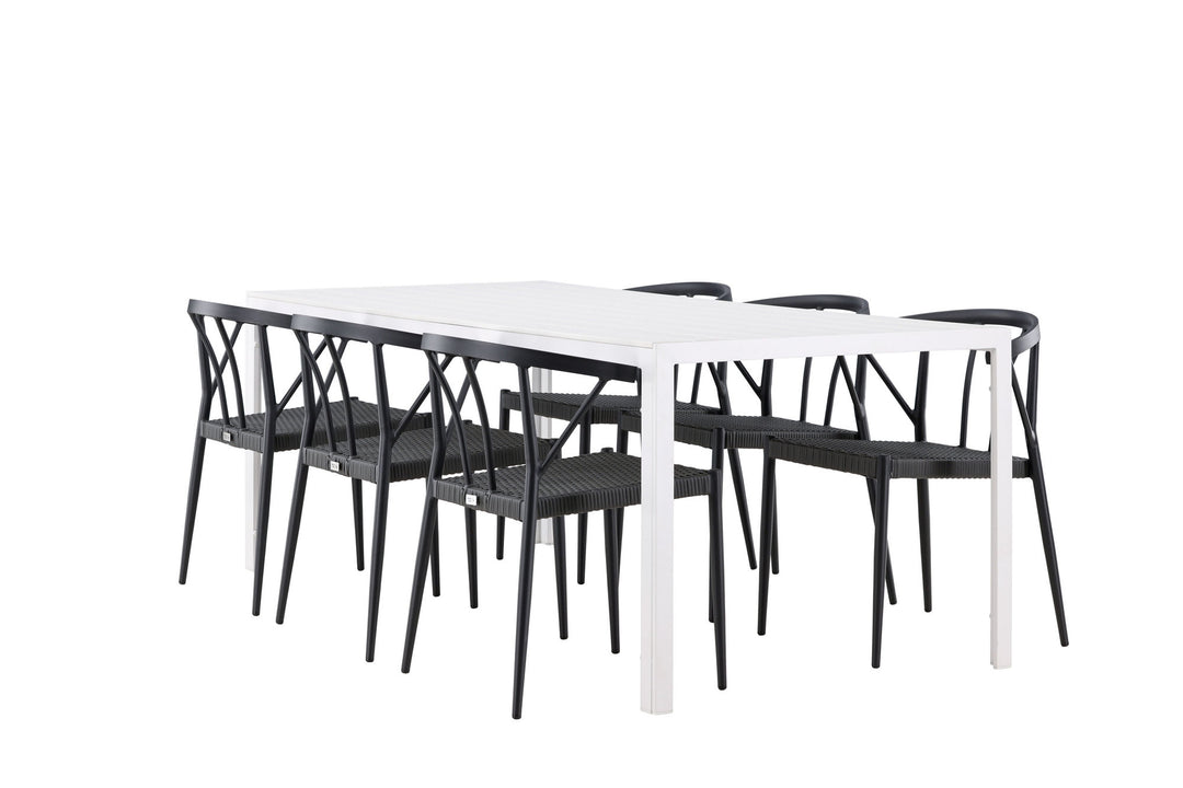 Venture Home Break Dining Table  - White / White Aintwood +Stina - Dining Chair- Black - Alu/wicker - NEED Higher Seat hegiht! _6