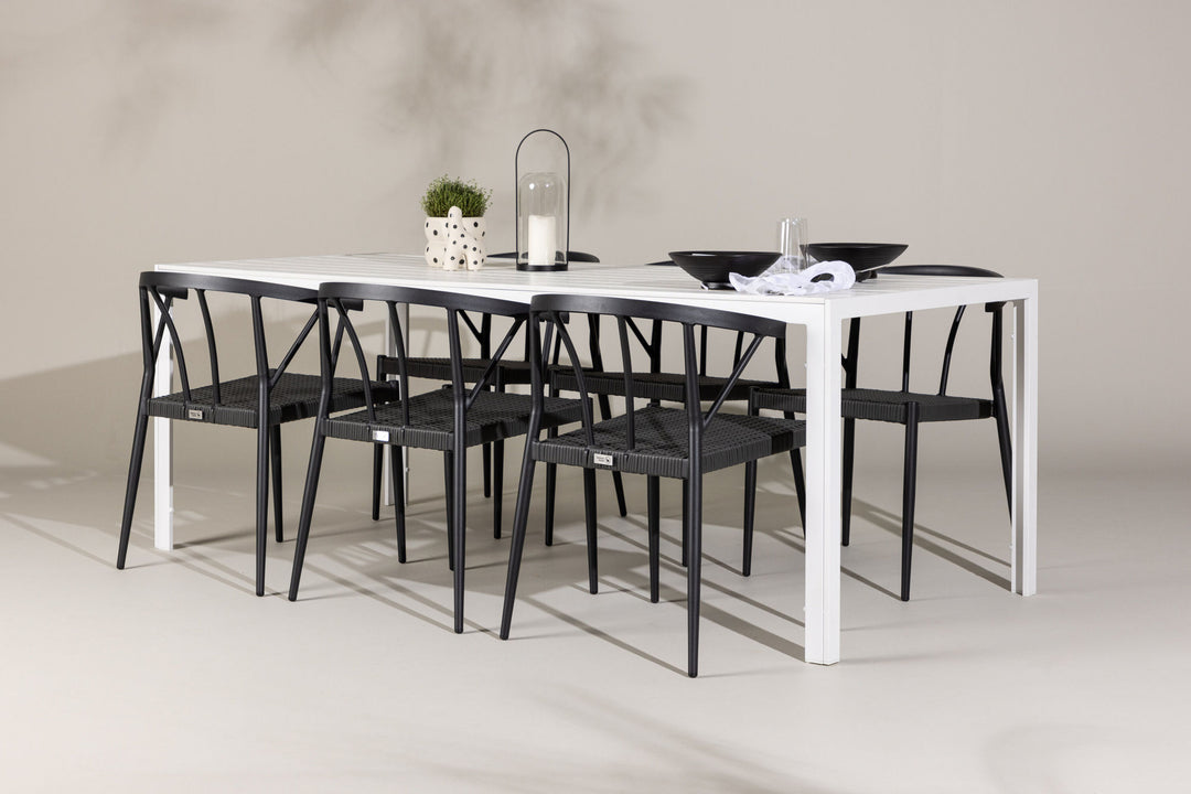 Venture Home Break Dining Table  - White / White Aintwood +Stina - Dining Chair- Black - Alu/wicker - NEED Higher Seat hegiht! _6