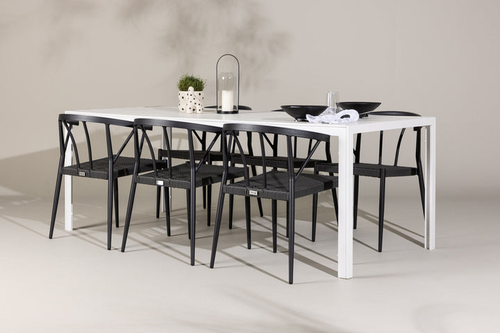 Venture Home Break Dining Table  - White / White Aintwood +Stina - Dining Chair- Black - Alu/wicker - NEED Higher Seat hegiht! _6