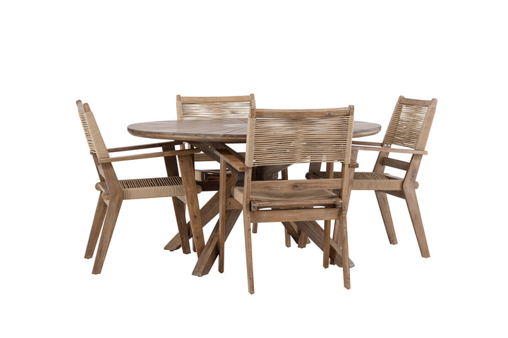 Venture Home Rosario Dining Table- Teak Ø140 +Peter Diningchair Acacia - Dark brown / Beige _4