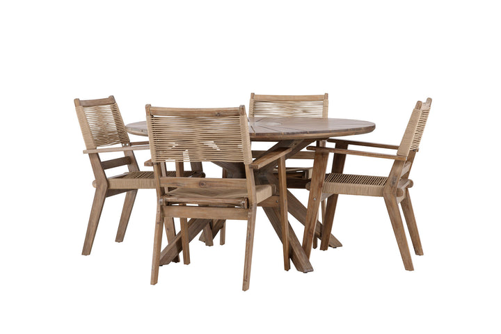 Venture Home Rosario Dining Table- Teak Ø140 +Peter Diningchair Acacia - Dark brown / Beige _4