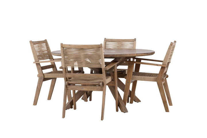 Venture Home Rosario Dining Table- Teak Ø140 +Peter Diningchair Acacia - Dark brown / Beige _4