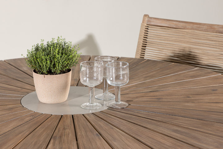 Venture Home Rosario Dining Table- Teak Ø140 +Peter Diningchair Acacia - Dark brown / Beige _4