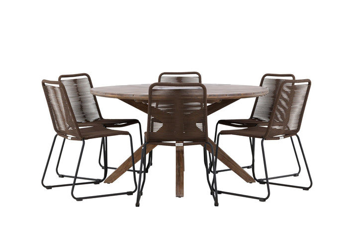 Venture Home Rosario Dining Table- Teak Ø140 +Lindos Diningchair Aluminium - Black / _6