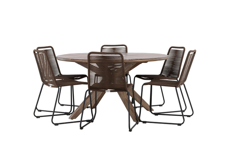 Venture Home Rosario Dining Table- Teak Ø140 +Lindos Diningchair Aluminium - Black / _6