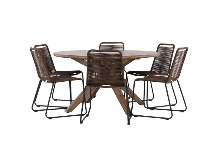 Venture Home Rosario Dining Table- Teak Ø140 +Lindos Diningchair Aluminium - Black / _6