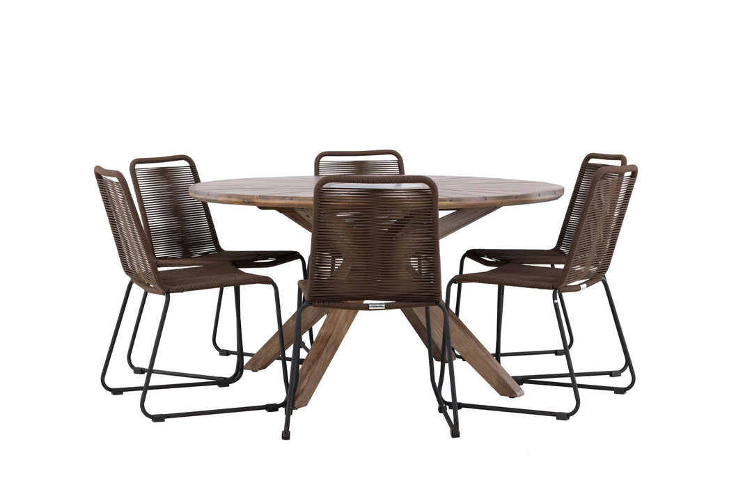 Venture Home Rosario Dining Table- Teak Ø140 +Lindos Diningchair Aluminium - Black / _6