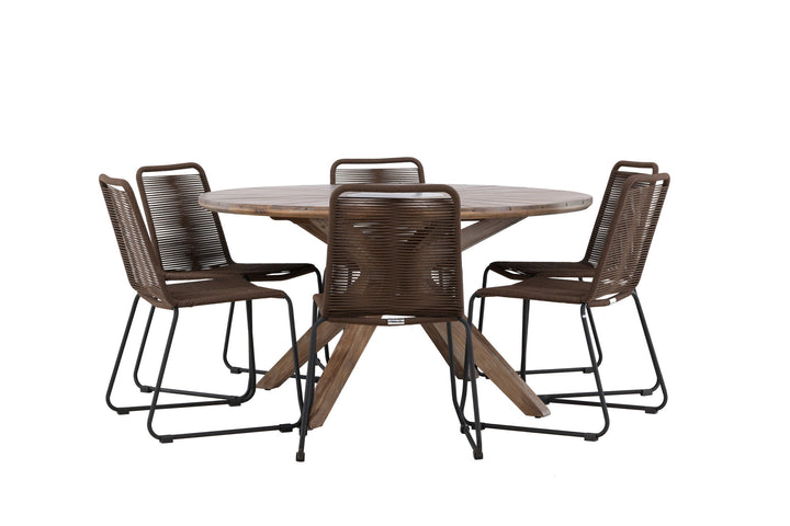 Venture Home Rosario Dining Table- Teak Ø140 +Lindos Diningchair Aluminium - Black / _6